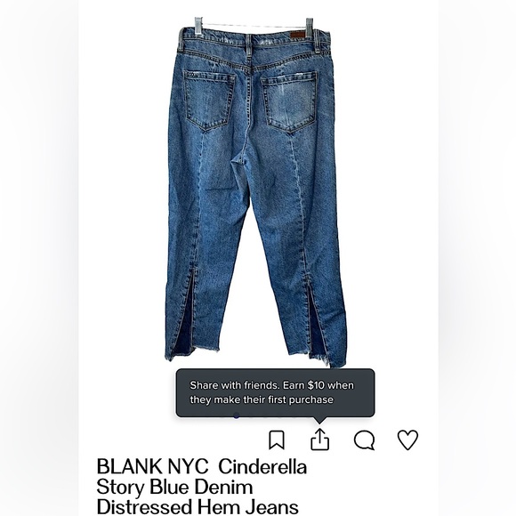 NWT Blank NYC Cinderella Story Blue Denim Distressed Hem Straight Leg Jean SZ 31 - Picture 2 of 15
